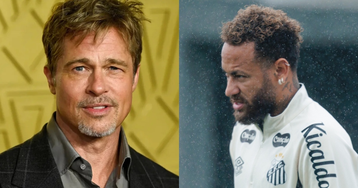 Brad Pitt brinca com Neymar e diz que daria aulas para atacante simular faltas