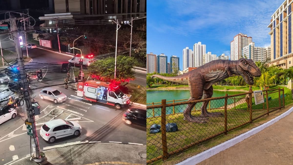 Ciclista fica ferida após acidente perto do Parque dos Dinossauros, no Stiep