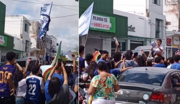 Estudantes protestam por tarifa zero no transporte público em cidade baiana