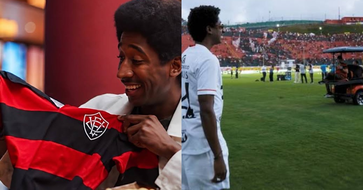 Evaldo Macarrão, de 'Coração Acelerado', ganha homenagem do Vitória após visita ao Barradão: 