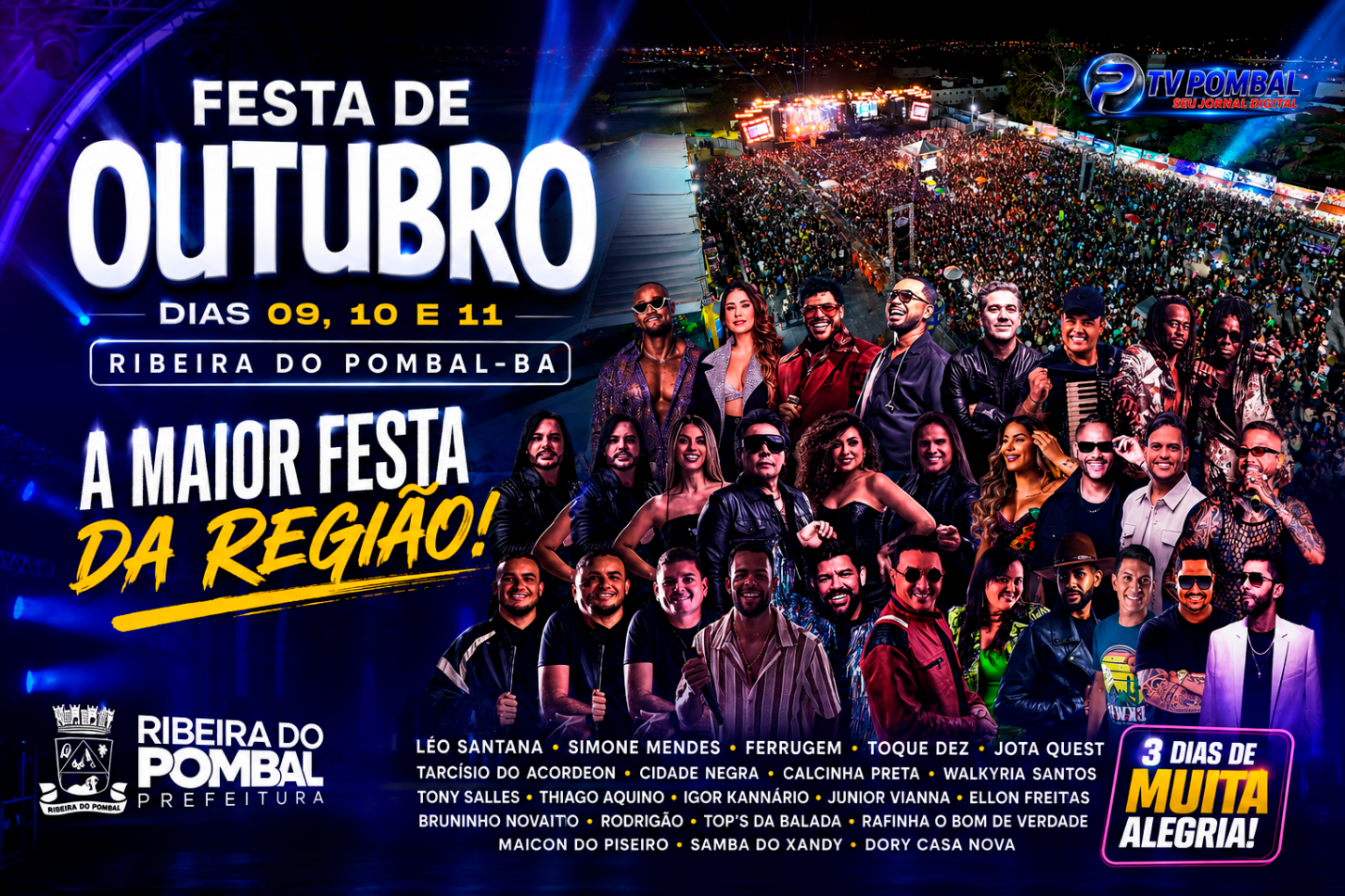 Ribeira do Pombal prepara grande Festa de Outubro com grandes atrações e promete movimentar a cidade.