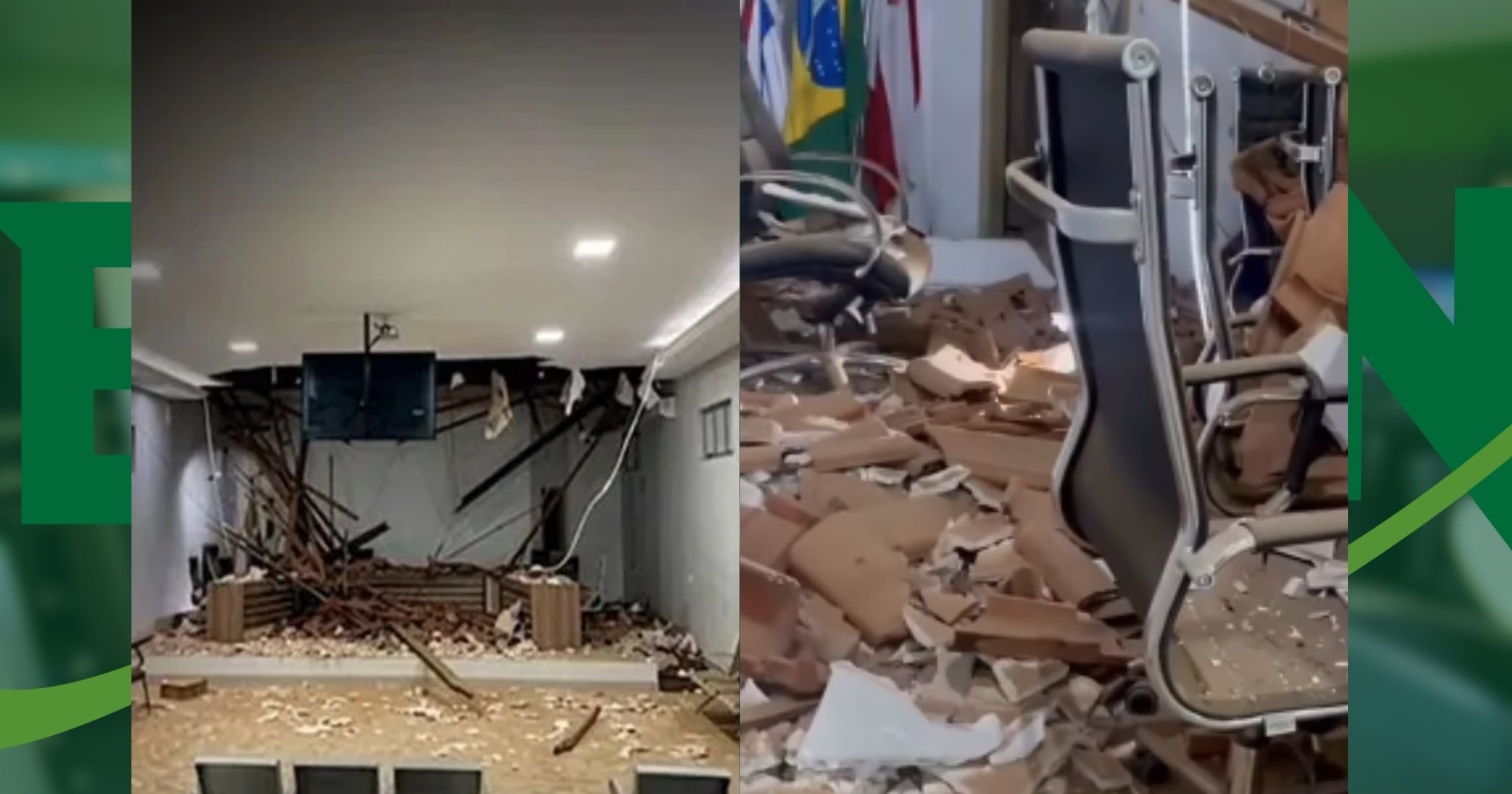 Teto do plenário desaba e Câmara de Palmas de Monte Alto é interditada por tempo indeterminado