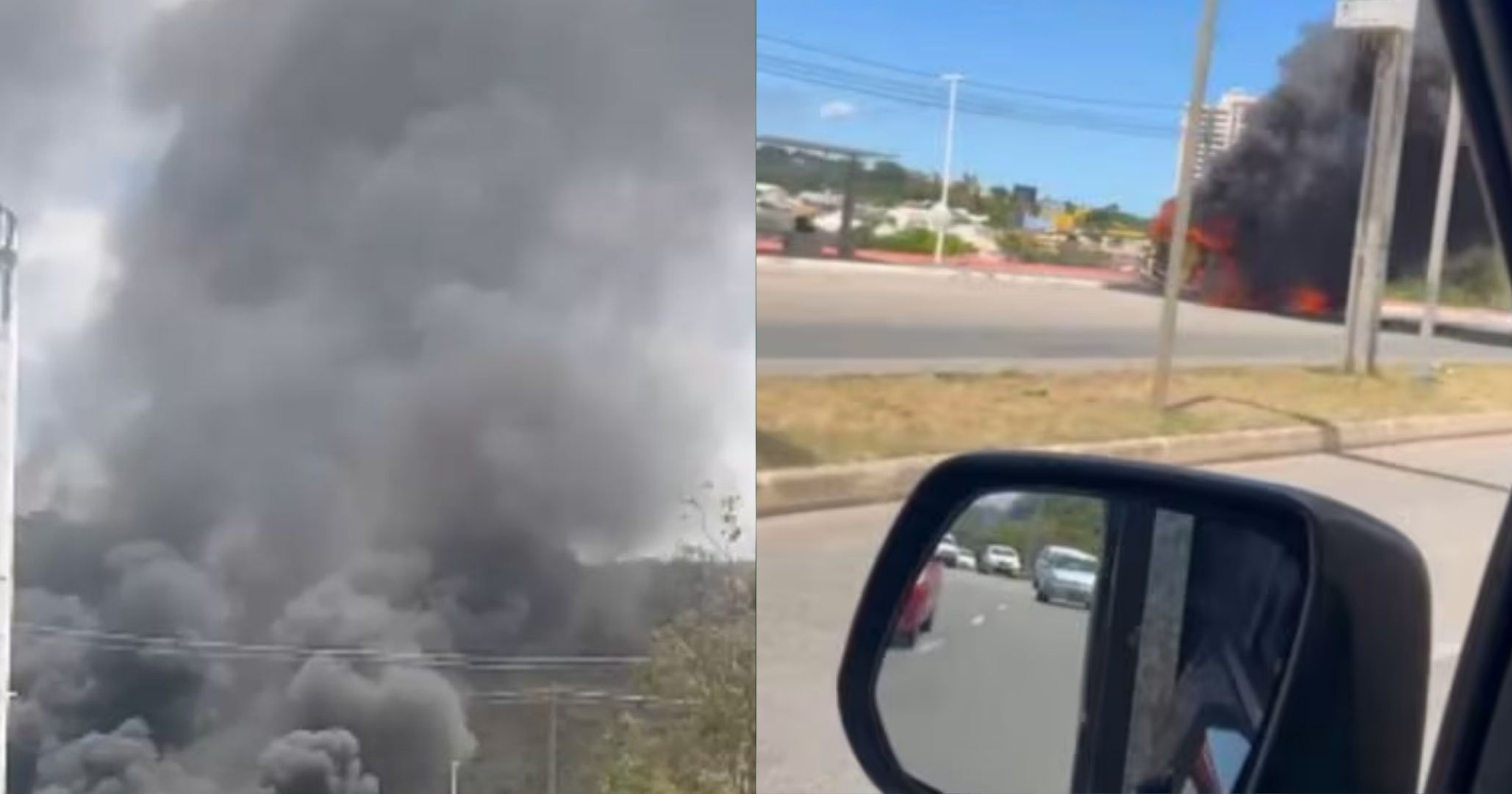 VÍDEO: Carreta pega fogo após explosão na Avenida Orlando Gomes, em Salvador