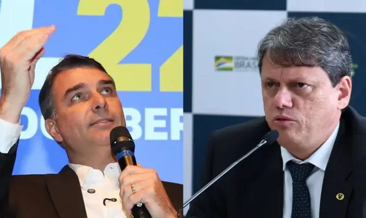 Flávio Bolsonaro alega que Tarcísio de Freitas é 'um dos grandes quadros' para a disputa de 2030