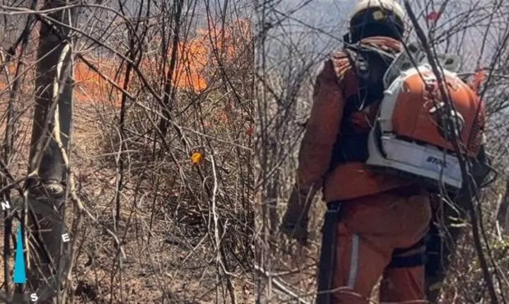 Incêndio florestal na Serra da Bandeira em Barreiras mobiliza 40 bombeiros