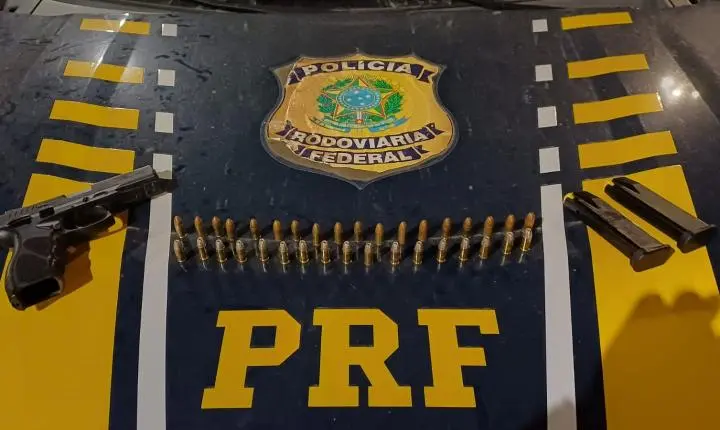 PRF prende motorista com pistola 9 mm e 35 munições durante fiscalização na Bahia