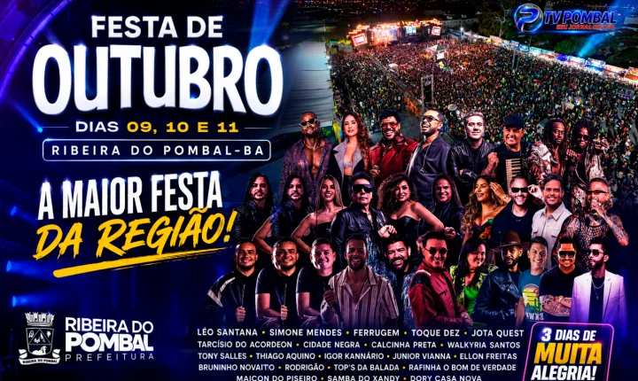 Ribeira do Pombal prepara grande Festa de Outubro com grandes atrações e promete movimentar a cidade.