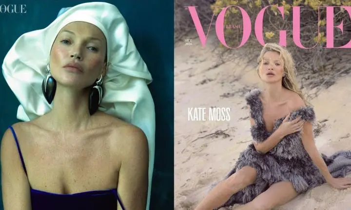 Supermodelo Kate Moss estrela capa de setembro da Vogue Brasil feita em Trancoso